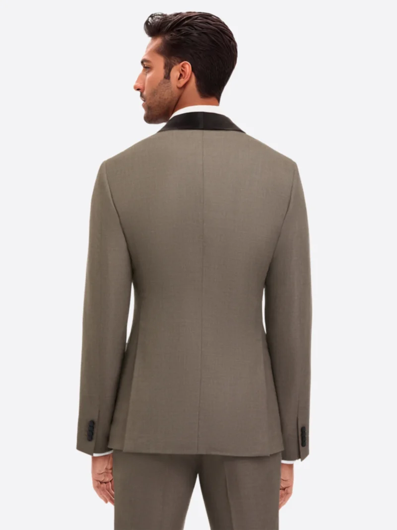 SuitsHeritage Men’s Solid Taupe Regular Fit 2 Piece Tuxedo Back