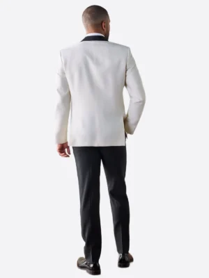 SuitsHeritage Men’s White Solid Big & Tall 2 Piece Tuxedo Back