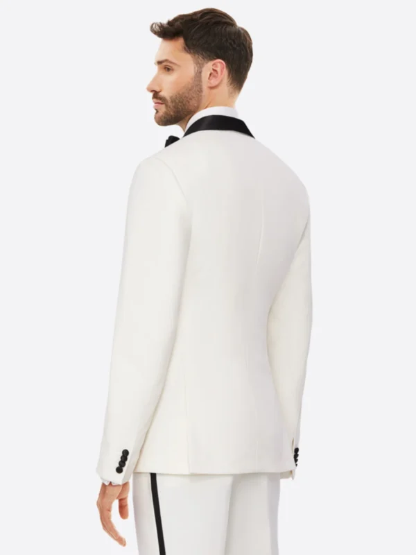SuitsHeritage Men’s White Regular Fit 2 Piece Tuxedo Back