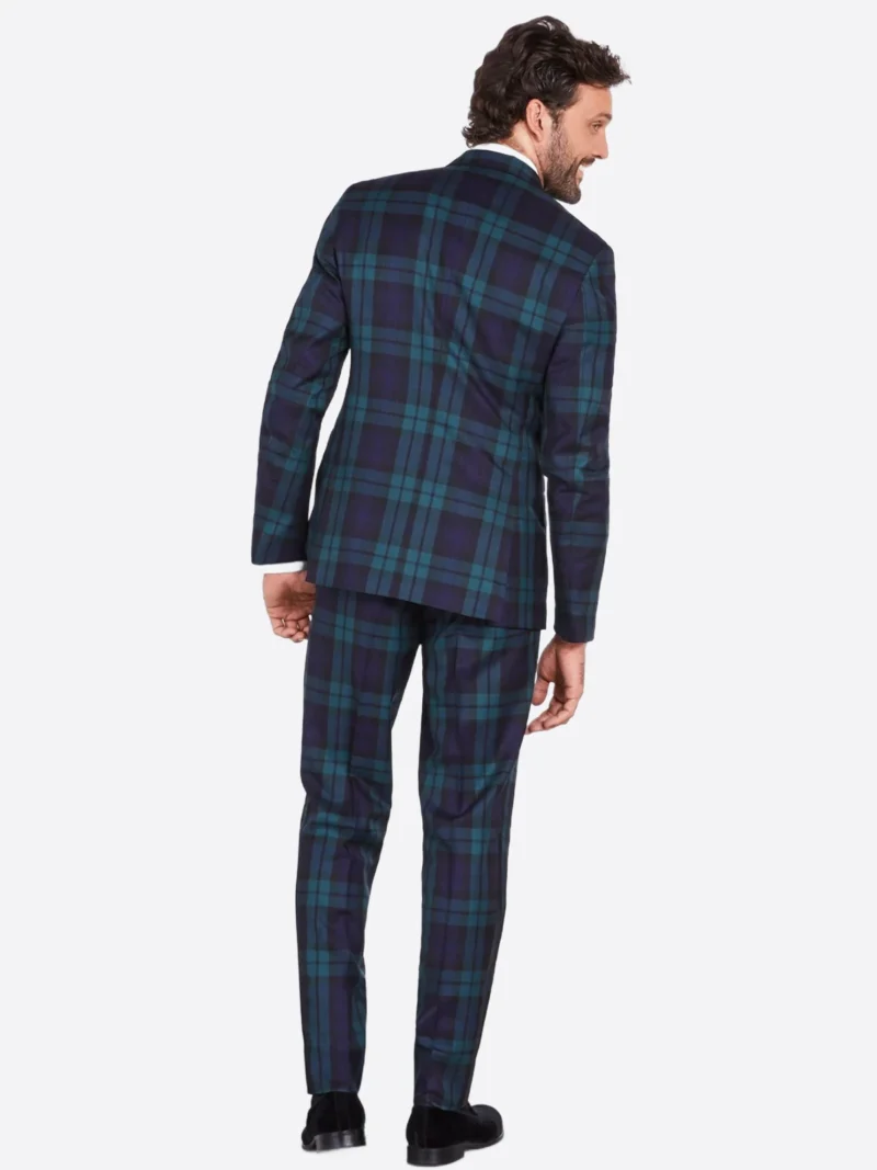 SuitsHeritage Men’s Check Tartan Slim Fit 2 Piece Tuxedo Back