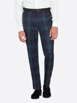 SuitsHeritage Men’s Check Tartan Slim Fit 2 Piece Tuxedo Pant