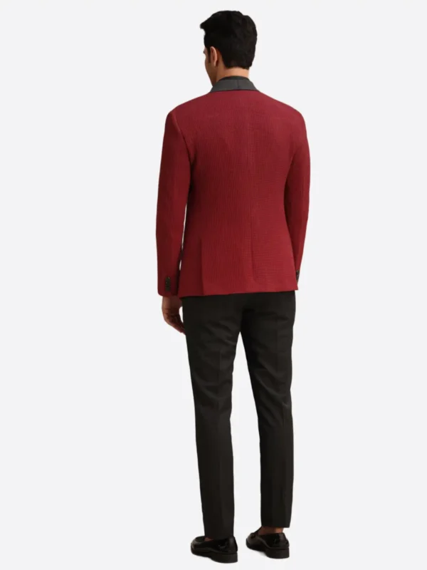 SuitsHeritage Men’s Red Woven Regular Fit 3 Piece Tuxedo Back