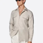 SuitsHeritage Men's Solid Beige Cotton Casual Shirt
