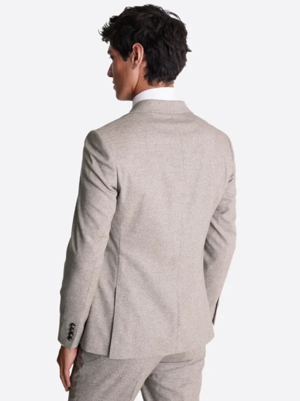 SuitsHeritage Men's Beige Solid Slim Fit 3 Piece Suits Back