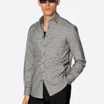 SuitsHeritage Men's Check Black Cotton Casual Shirt