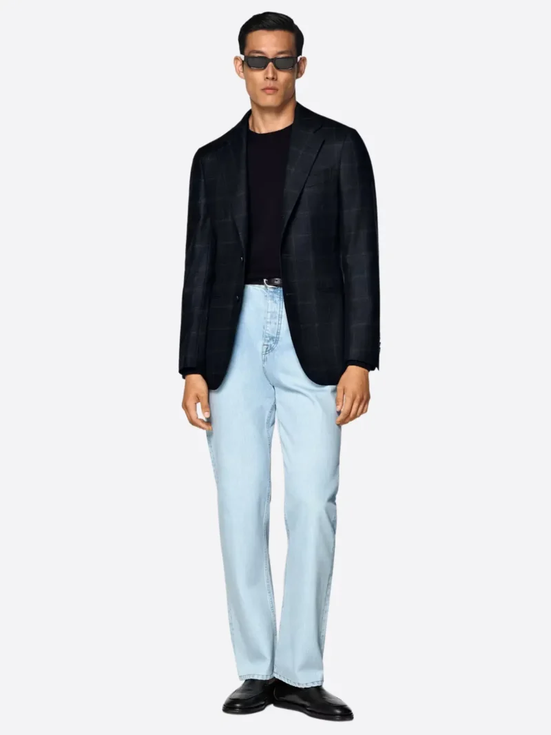 SuitsHeritage Men’s Black Check Tailored Fit Blazer