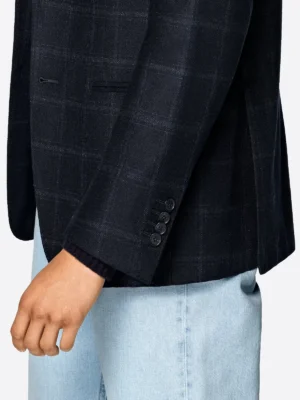 SuitsHeritage Men’s Black Check Tailored Fit Blazer Close