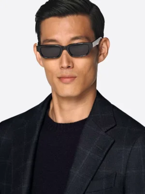 SuitsHeritage Men’s Black Check Tailored Fit Blazer Collar