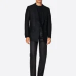 SuitsHeritage Men’s Black Solid Double Breasted Tailored Fit Blazer