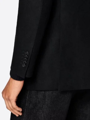 SuitsHeritage Men’s Black Solid Double Breasted Tailored Fit Blazer Close