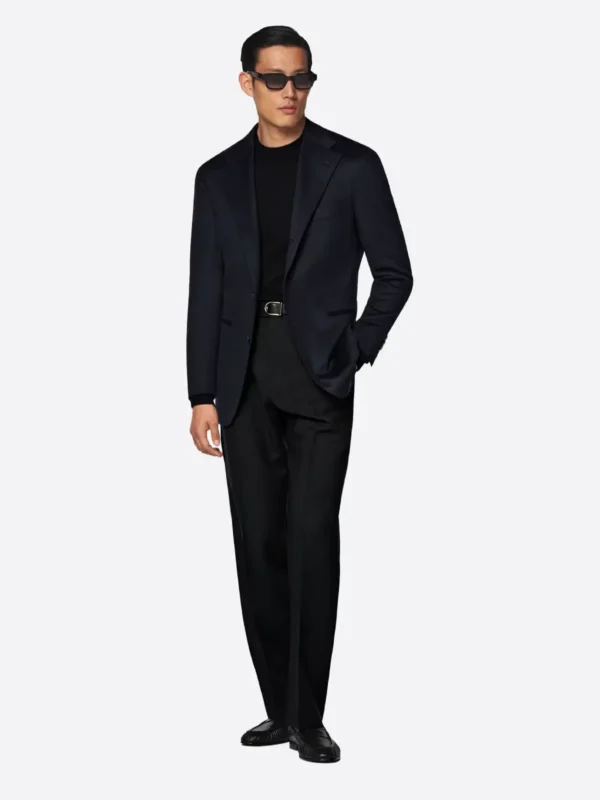 SuitsHeritage Men’s Black Plain Tailored Fit Blazer