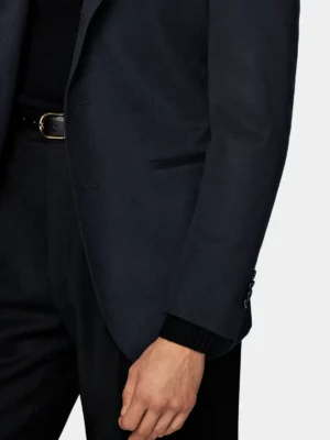 SuitsHeritage Men’s Black Plain Tailored Fit Blazer Close