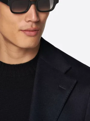 SuitsHeritage Men’s Black Plain Tailored Fit Blazer Collar