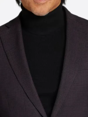 SuitsHeritage Men's Solid Black Slim Fit Sport Coat Collar