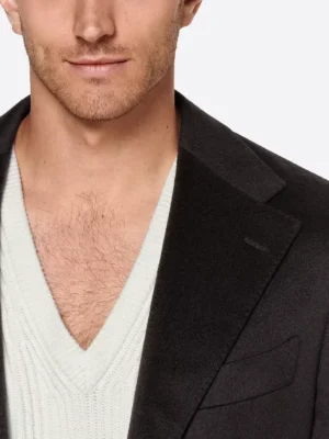 SuitsHeritage Men’s Black Tailored Fit Blazer Close