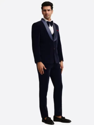 SuitsHeritage Men’s Black Velvet Slim Fit 2 Piece Tuxedo
