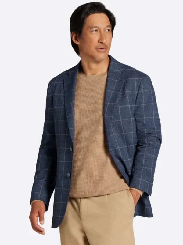 SuitsHeritage Men's Check Blue Slim Fit Sport Coat