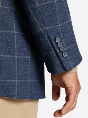 SuitsHeritage Men's Check Blue Slim Fit Sport Coat Close