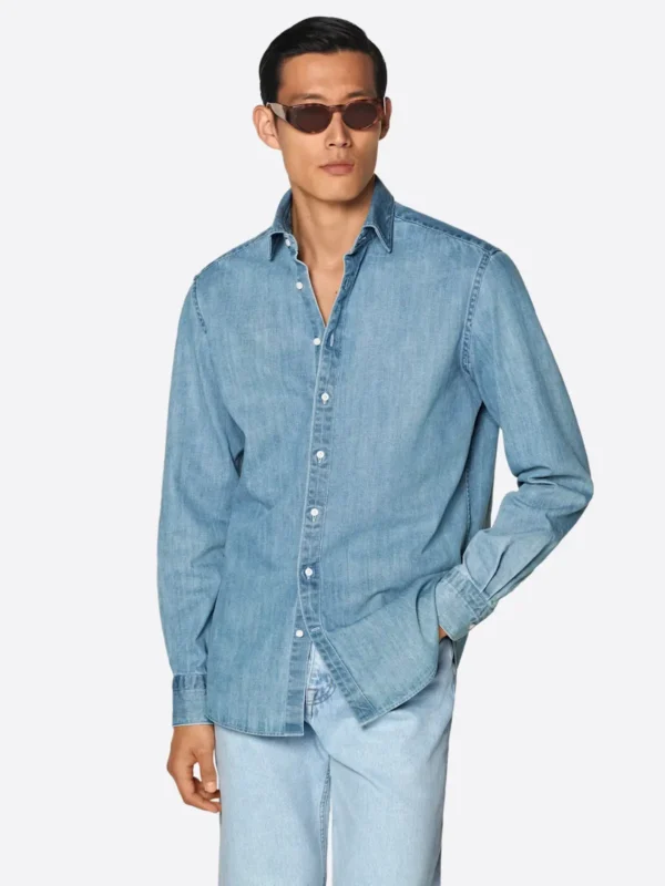 SuitsHeritage Men's Blue Denim Casual Shirt