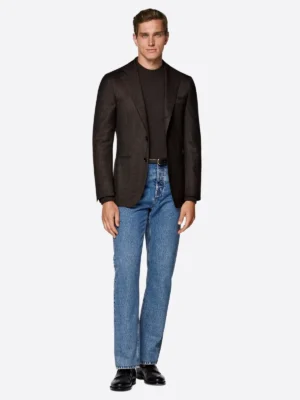 SuitsHeritage Men’s Brown Check Tailored Fit Blazer