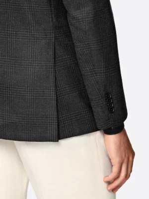 Men's Brown Check Tailored Fit Blazer Black Back