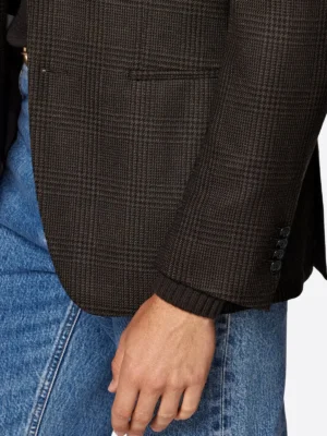 SuitsHeritage Men’s Brown Check Tailored Fit Blazer CLose