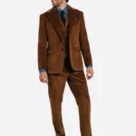 SuitsHeritage Men's Brown Corduroy Regular Fit 3 Piece Suit