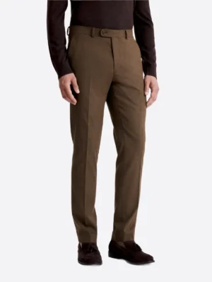 SuitsHeritage Men’s Solid Brown Double Breasted Slim Fit 2 Piece Suit Pant