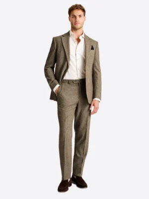 SuitsHeritage Men’s Herringbone Brown Regular Fit 2 Piece Suit