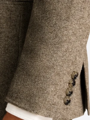 SuitsHeritage Men’s Herringbone Brown Regular Fit 2 Piece Suit Close