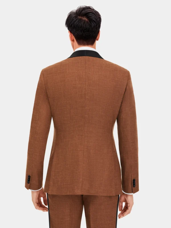 SuitsHeritage Men’s Brown Linen Regular Fit 2 Piece Tuxedo Back