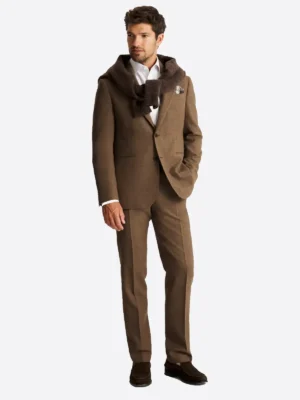 SuitsHeritage Men’s Twill Brown Regular Fit 2 Piece Suit