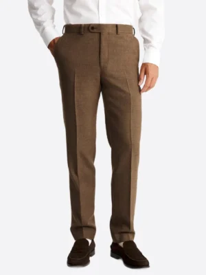 SuitsHeritage Men’s Twill Brown Regular Fit 2 Piece Suit Pant