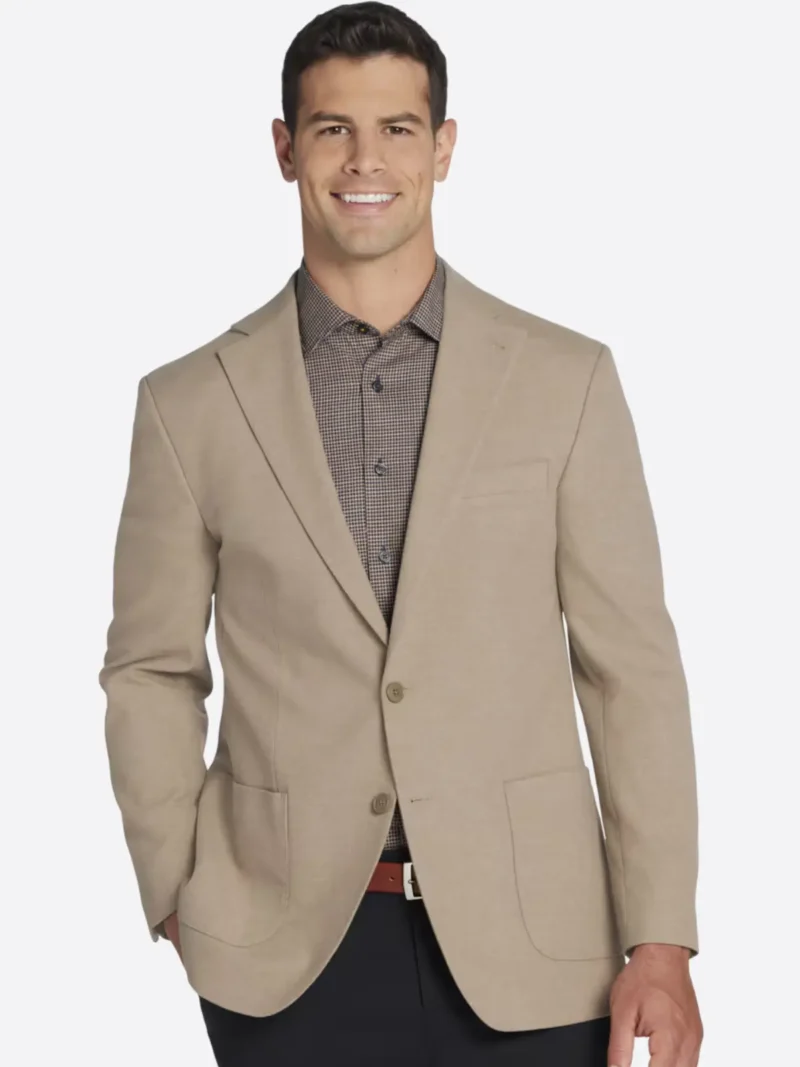 SuitsHeritage Men's Solid Camel Slim Fit Sport Coat