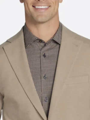 SuitsHeritage Men's Solid Camel Slim Fit Sport Coat Collar