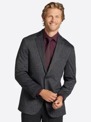 SuitsHeritage Men's Plaid Charcoal Regular Fit Sport Coat