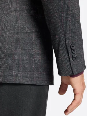 SuitsHeritage Men's Plaid Charcoal Regular Fit Sport Coat Close