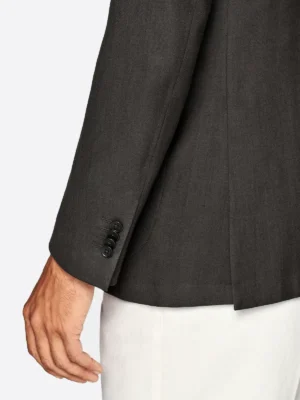 SuitsHeritage Men's Solid Charcoal Tailored Fit Blazer Sleeves