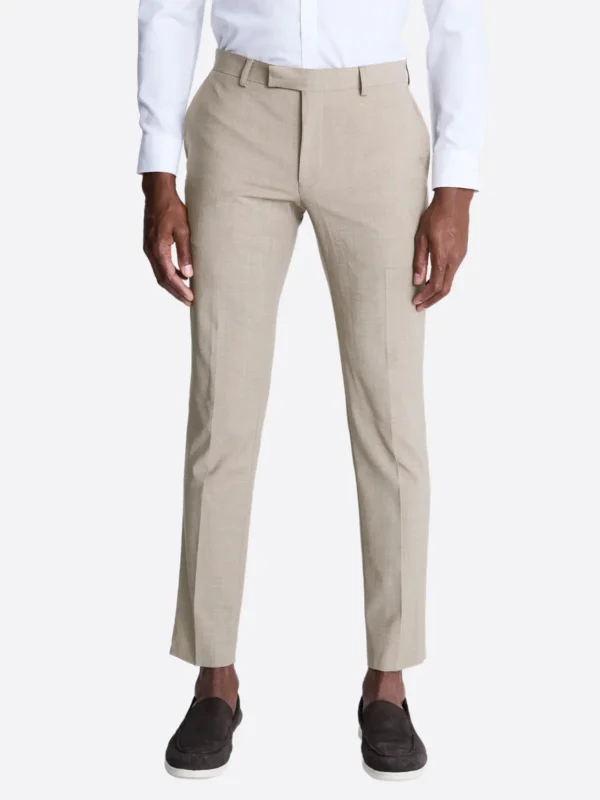 SuitsHeritage Men's Check Cream Slim Fit 3 Piece Suits Pant