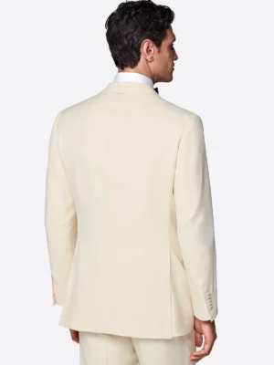 SuitsHeritage Men’s Cream Double Breasted Slim Fit 2 Piece Tuxedo Back