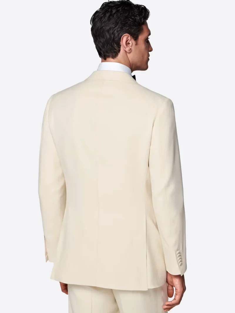 SuitsHeritage Men’s Cream Double Breasted Slim Fit 2 Piece Tuxedo Back