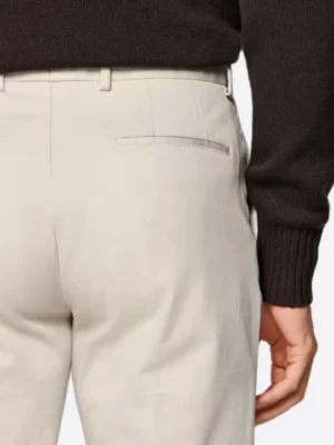 SuitsHeritage Men's Cream Slim Fit Chinos Back