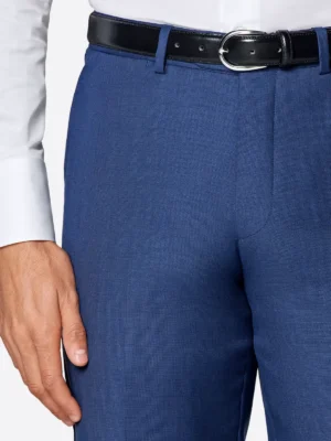 SuitsHeritage Men's Dark Blue Slim Fit Pant Close