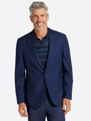 SuitsHeritage Men's Solid Dark Blue Slim Fit Sport Coat