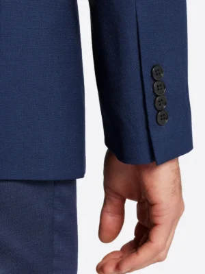 SuitsHeritage Men's Solid Dark Blue Slim Fit Sport Coat Close