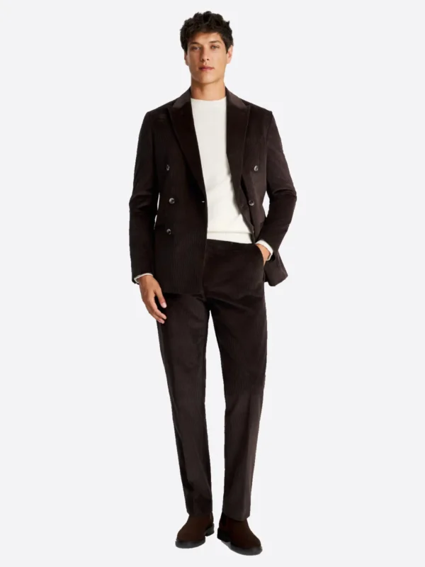 SuitsHeritage Men’s Solid Dark Brown Double Breasted Regular Fit 2 Piece Suit