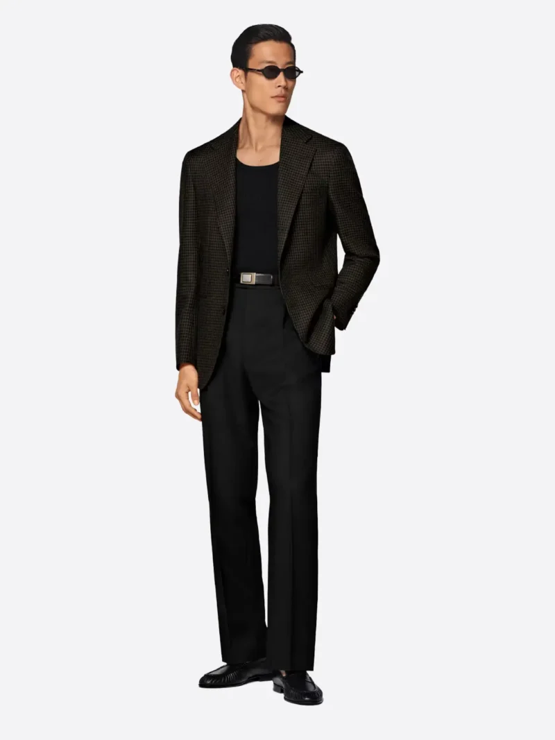 SuitsHeritage Men’s Dark Brown Houndstooth Tailored Fit Blazer