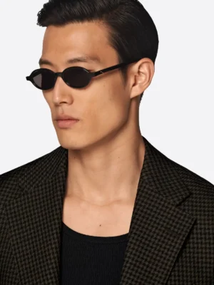 SuitsHeritage Men’s Dark Brown Houndstooth Tailored Fit Blazer Collar