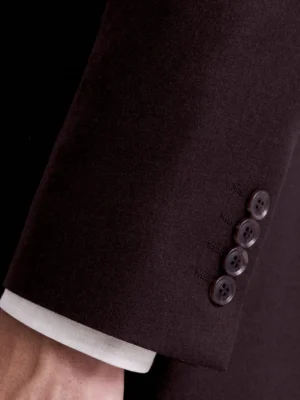 SuitsHeritage Men’s Solid Dark Brown Regular Fit 2 Piece Suit Close