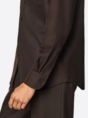 SuitsHeritage Men's Solid Dark Brown Casual Shirt Sleeves